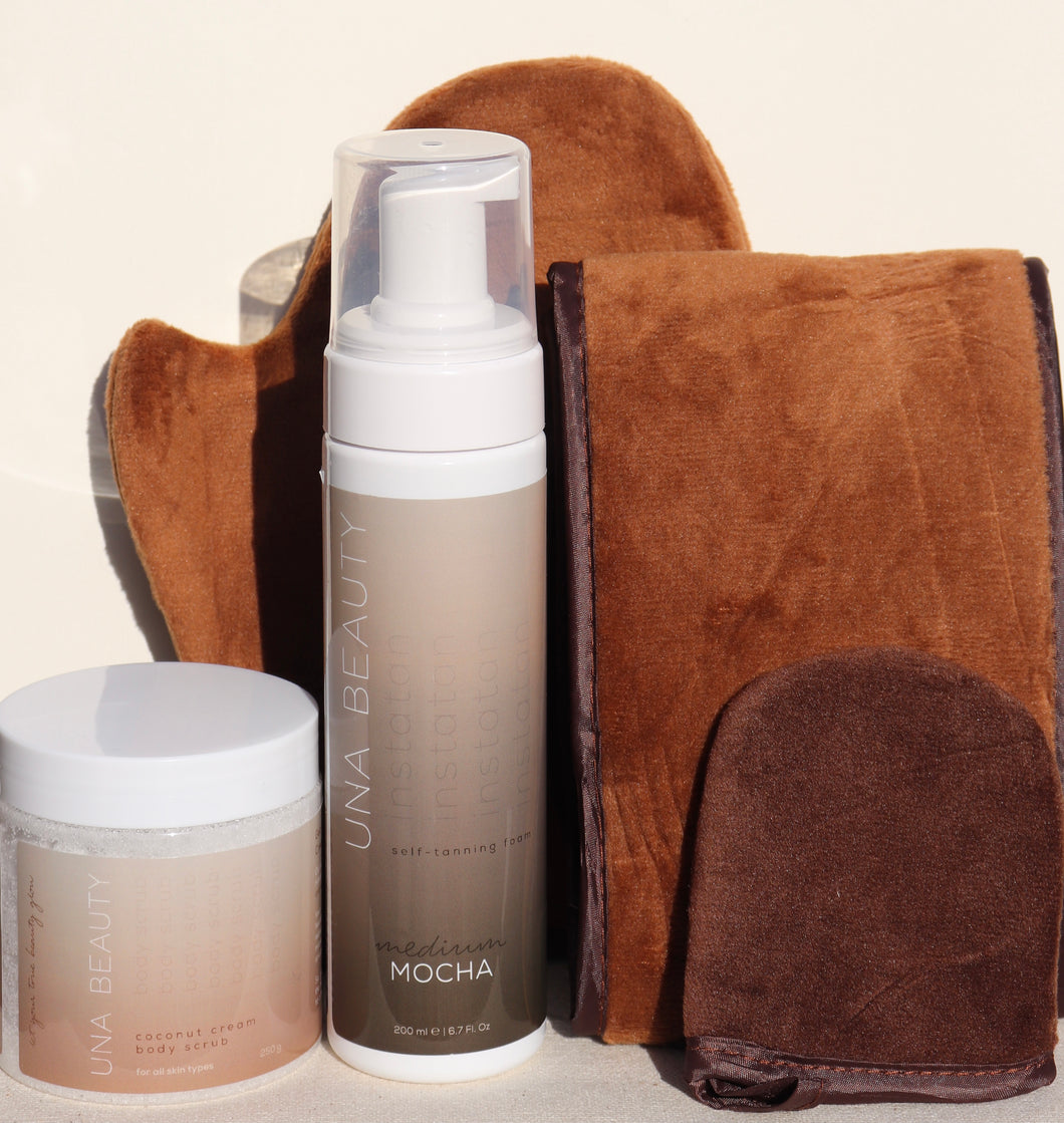 MEDIUM Tanning Foam Bundle with Leopard Print Mitt Set